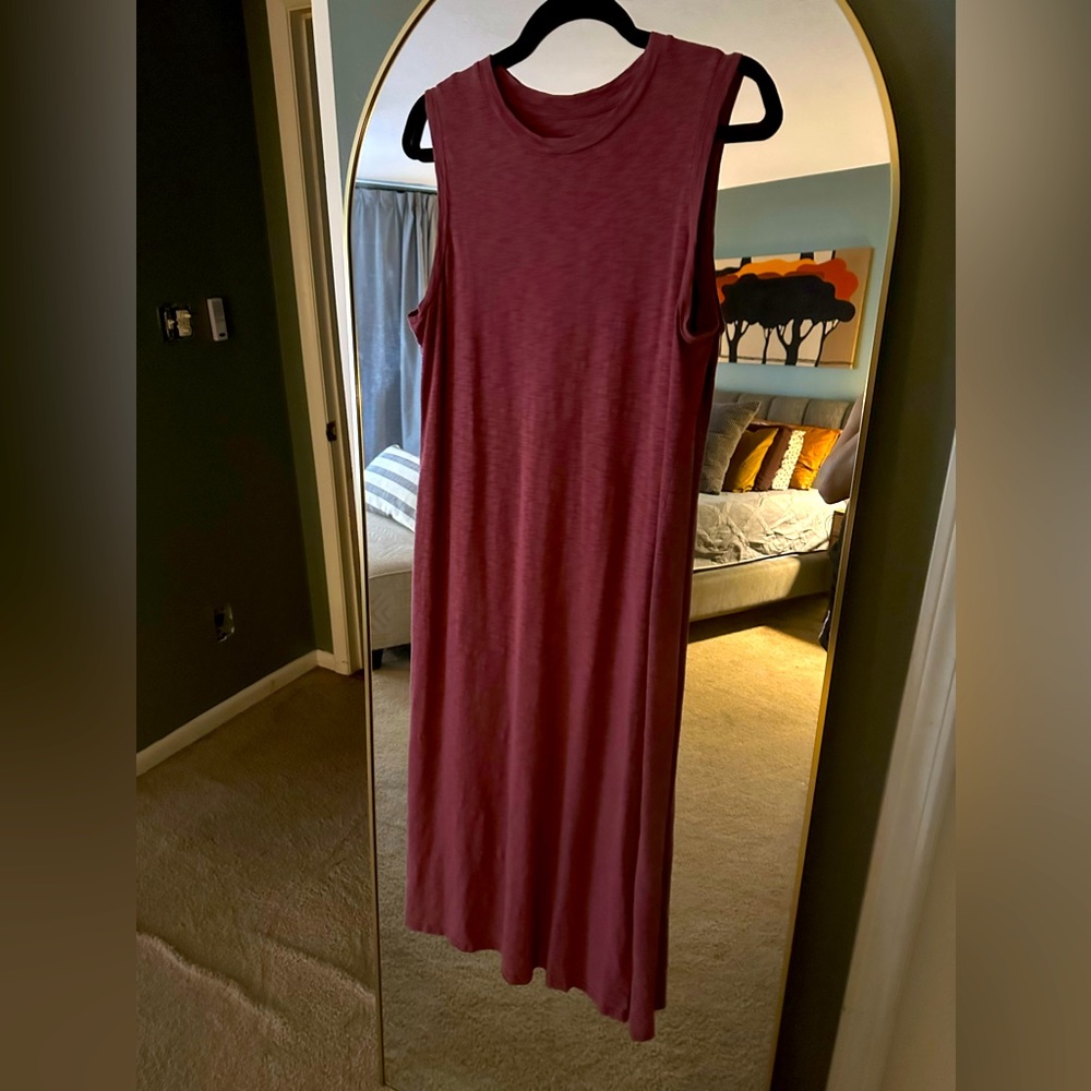 Burnt Red Muscle Tee Style Midi Dress
